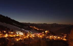 Night ski resort of Courchevel, France