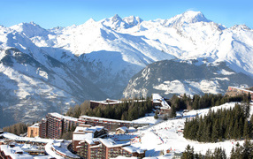 Panorama at the ski resort of Les Arcs, France