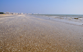 Галька на пляже на курорте Ла Боль, Франция