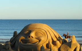 Sand sculpture in the resort of La Baule, France