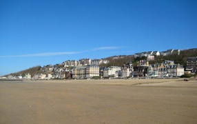 Sandy beach in the resort of Deauville, France