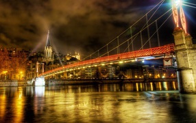 Shining bridge in Lyon, France