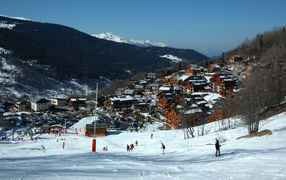 Лыжная трасса на горнолыжном курорте Мерибель, Франция