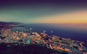 Sunset over the sea in Monaco