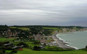 Town on the beach in Normandy, France