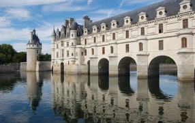 Water castle in the Loire, France