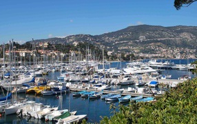 Yachts in the port at the resort of Saint-Jean-Cap-Ferrat, France