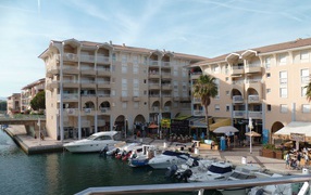 Yachts on the waterfront in the resort of Port de Frejus, France