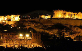 Night view of the Acropolis in Athens