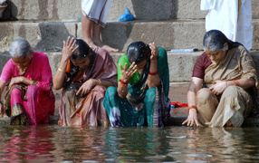 Residents of Varanasi near the river