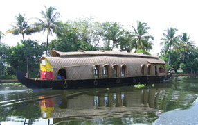 Vacationers on a boat in Alapuzha