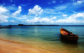Wonderful beaches and boat on the Andaman Islands