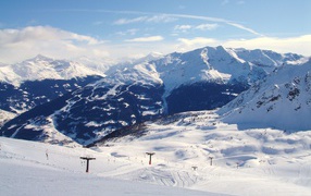 Горнолыжный спуск на курорте в Бормио, Италия