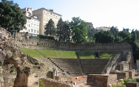 Ancient amphitheater at a resort in Trieste, Italy