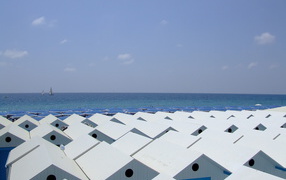 Пляжные домики на курорте Челле Лигуре, Италия