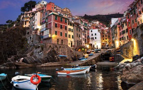 Boats moored in Liguria, Italy