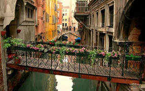 Bridge in flowers in Venice, Italy