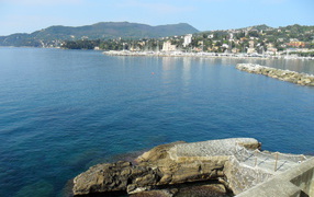 Descent to the jetty at the resort of San Bartolomeo al Mare, Italy