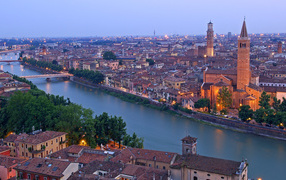 Evening lights in Verona, Italy