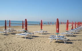 Золотой пляж на курорте Лидо ди Езоло, Италия