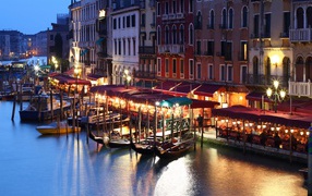 Holidays at the beachside restaurant in Venice, Italy