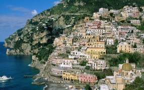Houses on a hillside on the island of Sicily, Italy
