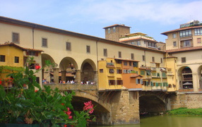 Houses on the bridge in Florence, Italy