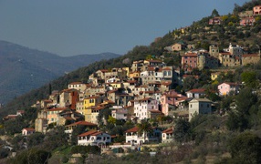 Houses on the hillside at the resort Imperia, Italy