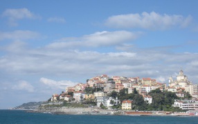 Houses on the seashore in Imperia, Italy