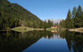 Lake in the ski resort of Val di Sol, Italy