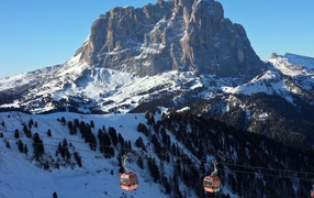 Lift at ski resort of Arabba, Italy