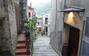 Narrow streets in the resort of Fiuggi, Italy