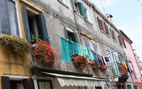 Старинные дома на острове Мурано, Италия