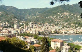 Panorama of the resort of Rapallo, Italy