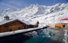Pool at the hotel in the ski resort of Cervinia, Italy