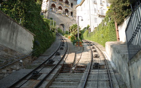 Rails funicular in Bergamo, Italy