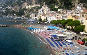 Relax on the beach at a resort in Amalfi, Italy