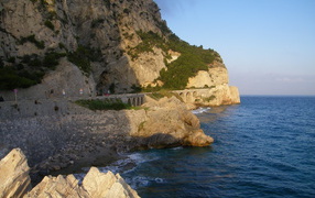 Rocky coast in the resort Noli, Italy