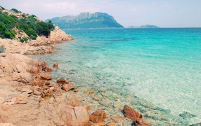 Rocky shore of the island of Sardinia, Italy