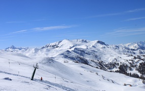 Skiing in the ski resort of Sestriere, Italy
