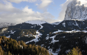 Трасса для слалома на горнолыжном курорте Валь Гардена, Италия