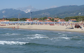 Spring vacation on the beach in the resort of Forte dei Marmi, Italy
