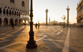 Sunset on the Piazza San Marco in Venice, Italy
