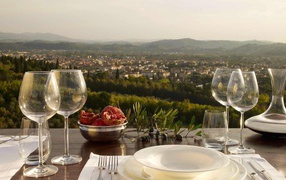 Tourism cafe overlooking Florence, Italy