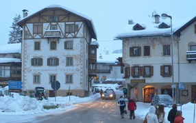 Town homes in the ski resort of Arabba, Italy