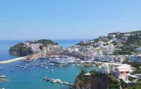Town on the shores of the island of Ponza, Italy