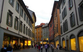 Walking down the street in Bergamo, Italy