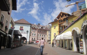 Walking down the street in Ortisei, Italy