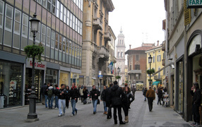 Walking down the street in Parma, Italy