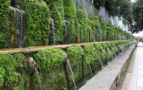 Wall fountains in Tivoli, Italy
